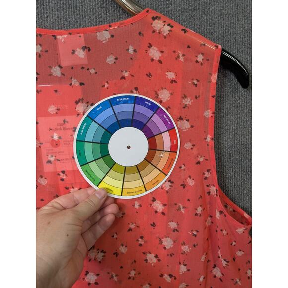 Cabi Top Womens Large Suave Pintuck Blouse Coral Blossom Semi-Sheer Tank - Picture 7 of 11